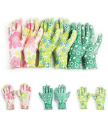3 Pairs Gardening Work Gloves, Coated, Breathable, Multicolor Printed Si... - $9.89