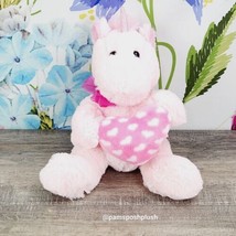 Best Made Toys Pink Unicorn Plush 10&quot; White Hearts Valentines Stuffed Animal - £7.83 GBP