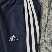 Adidas Stripe Track Pants Men&#39;s L Blue Ankle Zip Nylon Drawstring Pockets Mesh - $24.99