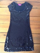 Sparkle Shiny Bodycon Little Black Sequin Cocktail Club Party Dress XS 2... - £23.34 GBP