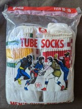 Vintage NOS Pack Six of Men&#39;s Socks Three Stripe Tube Sock USA Over the ... - £45.71 GBP