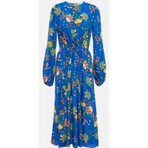 Diane Von Furstenberg Sydney Midi Dress Blue Floral Silk Blend Women’s S... - $244.95