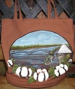 MILDRED FEAZEL Hand Painted HANDBAG MEMPHIS ARK BRIDGE - £13.22 GBP