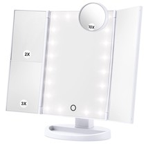 Lighted Makeup Mirror With 1X 2X 3X 10X Magnification, Touch Control Design, - £25.78 GBP