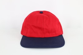 NOS Vintage 60s Streetwear Blank Leather Lined Fitted Hat Cap Red Navy USA 7 - £39.52 GBP