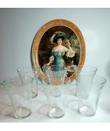 Gibson Girl Pepsi Tray &amp; 6 Embossed &amp; Etched Pepsi Cola glasses - £30.05 GBP