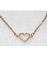 NIP Gold Rhinestone Open Heart Pendant Necklace 20&quot; Cable Chain - £9.51 GBP