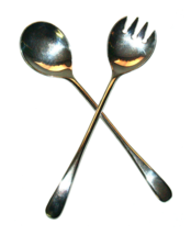 Silver Plated 9 inch Salad Serving Spoon and Spoon Fork - Made in ITALY - $13.03