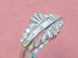 Brilliant Engagement &amp; Anniversary Ring 14K White Gold Plated 1.55Ct CZ Baguette - £88.37 GBP
