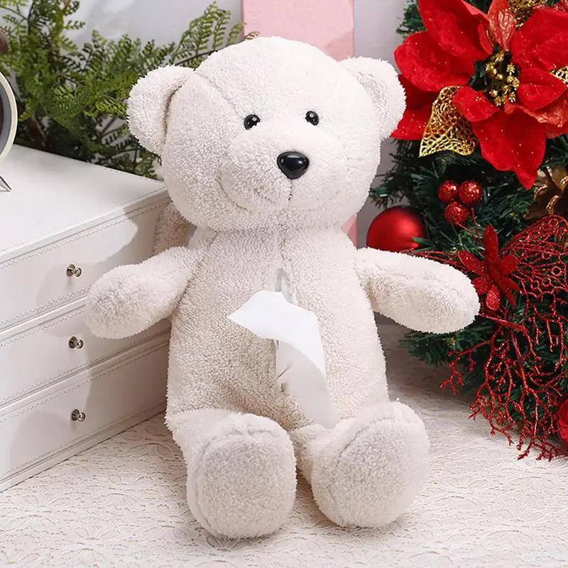 Soft Plush Tissue Box Cover Cute Bear Toy Tissue Holder Hangable Bear Tissue B - £16.88 GBP
