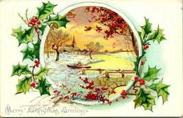 Vtg Postcard Raphael Tuck &amp; Sons Holly Post Card Series 100 Christmas Unused - £5.56 GBP