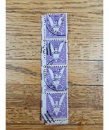 US Stamp Win the War 3c Used Violet Vert Strip of 4 New York Cancel - $6.77 CAD
