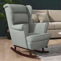 vidaXL Rocking Chair Light Gray Velvet, Solid Rubber Wood, Foam Standard - €373,42 EUR