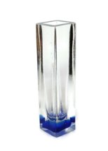 Vintage Murano Style Sommerso Glass Vase – Blue Accents, Art Glass, Tall... - $27.18