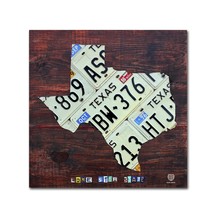 Texas License Plate Map Large by Design Turnpike, 14x14-Inch Canvas Wall Art - $35.99