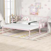 Twin Size Metal Daybed with Trundle, Daybed with Slat No Box required Pink - £148.12 GBP
