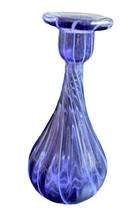 Hand Blown Art Glass Bud Vase Purple Ribbed and Twisted Narrow Neck  8&quot; - £23.71 GBP