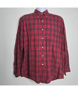 Brooks Brothers Shirt Mens Medium Red Black Plaid Sport Button Down Long... - $19.99