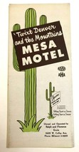 Vintage 1950s Hinkson&#39;s Mesa Motel Denver Colorado Advertising Brochure - £19.53 GBP