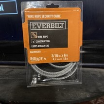 Everbilt Galvanized 3/16&#39; x 6&#39; Wire Rope 840lb Working Load Limit - $17.82