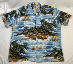 Vintage RJC Hawaiian Shirt Mens XL Car Aloha Themed Made in USA - Flaws - £22.54 GBP