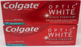 Lot Of 2 Colgate Optic White Stain Fighter Toothpaste Fresh Mint Gel 4.2... - £7.83 GBP