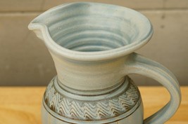Studio Art Pottery Roman Style Pitcher Sanded Blue Matte Finish Pinch Sp... - £27.58 GBP