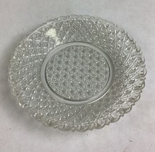 Vintage Cut Glass 7.25” Plate Scalloped Border Diamond Weave Texture - $9.89