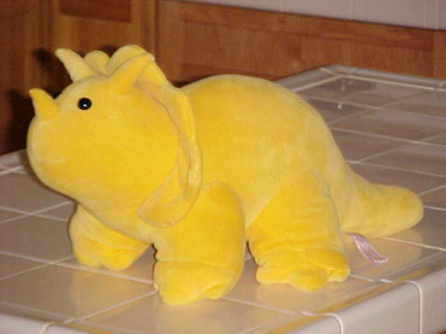 22" Triceratops Dinosaur Plush Yellow Toy By Manhattan Toy Company 1984  - $296.99