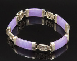 925 Silver - Vintage Chinese Characters Chalcedony Link Bracelet - BT9501 - £55.73 GBP