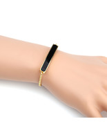 Gold Tone Bolo Bar Bracelet With Jet Black Inlay - $38.26 CAD