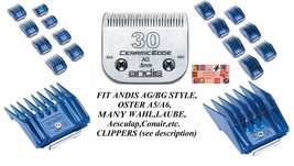 Andis 17 Snap On Universal Comb Set&amp;Ceramic Edge 30 Blade*Fit Agc,Wahl Km Clipper - £70.61 GBP
