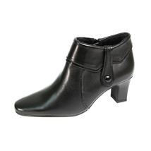 PEERAGE Blair Women Wide Width Side Zipper Fleece Lined Leather Ankle Boots - £70.73 GBP