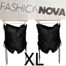 Fashion Nova Black Mesh See Through Ruched Tie Shorts~Size XL - £14.01 GBP