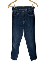 Mother The Stunner Zip Ankle Step Fray Blue Black Stripe Size 24 - $64.34