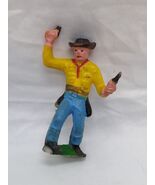 Vintage 1960s Plastic Cowboy With Pistols Toy Figure 2 1/4&quot; - €11,89 EUR