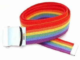 1.25&quot; Wide Heavy Duty Rainbow Canvas Adjustable One Size Military Style Belt - £6.04 GBP