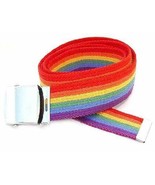 1.25&quot; WIDE HEAVY DUTY RAINBOW CANVAS ADJUSTABLE ONE SIZE MILITARY STYLE ... - $10.49 CAD