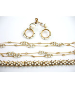 AVON Tiny White Glass Bead Vintage NECKLACE &amp; Beautiful BRACELET in Gold... - £18.19 GBP
