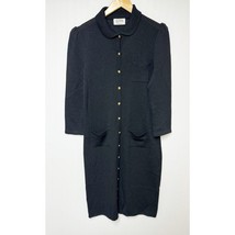 Vintage St. John For Bullock&#39;s Womens Knit Dress Black Gold Button Front... - £124.55 GBP