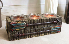 Southwestern Native Indian Turquoise Feather Arrows 3 Votives Candle Holder - £23.97 GBP