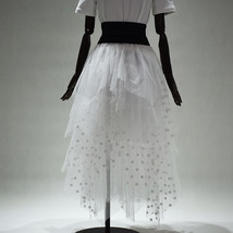 Women White Tiered Tulle Skirt High Waisted Midi Tulle Skirt Wedding Outfit  image 3