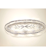 Beautiful Etched Cut Clear Glass Oval Serving Tray Decor - £17.07 GBP