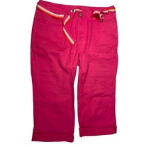 Faded Glory Womens Size 16W Pink Capri Cropped Pants Multicolor Striped Nylon Be - £10.90 GBP