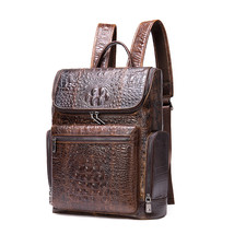 WESTAL men&#39;s genuine leather backpack bag for men 14 inch laptop bag student sch - £146.20 GBP