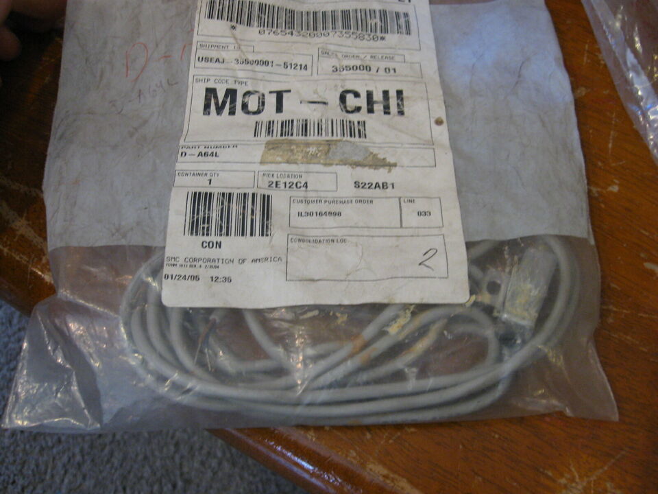 NEW  SMC Auto Magnetic Switch Sensor w/ Extra Long Cord    pn#-  D-A64 - $14.43