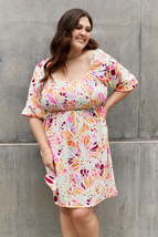 ODDI Full Size Floral Print Mini Dress - £43.49 GBP