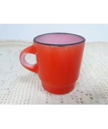 Vtg Anchor Hocking Fire King Bright Red Black Rim Coffee Mug Retro Aesth... - £7.85 GBP