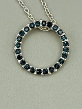 Avon (NRT) Silvertone  Necklace w/ Blue Crystal Circle Pendant &amp; Double ... - $238.92 MXN