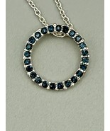 Avon (NRT) Silvertone  Necklace w/ Blue Crystal Circle Pendant &amp; Double ... - €10,84 EUR
